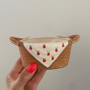 Vintage ceramic picnic basket bowl kitchen home decor tomato cute fruit anthro